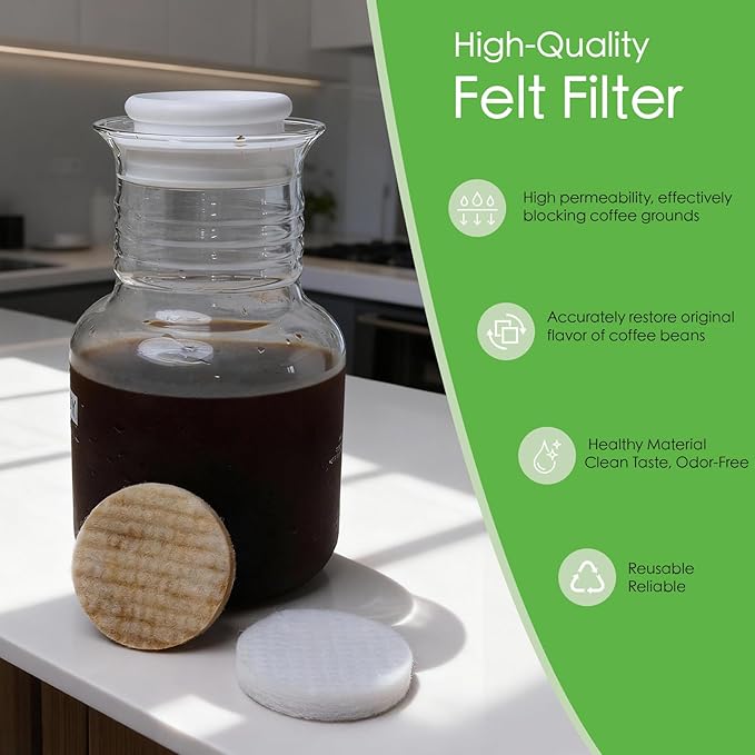 16 Pack Cold Brew Coffee Felt Filters for Toddy Cold Brew Coffee Maker - Replacement Cold Brew Filter Bags - Compatible with Toddy Cold Brew System
