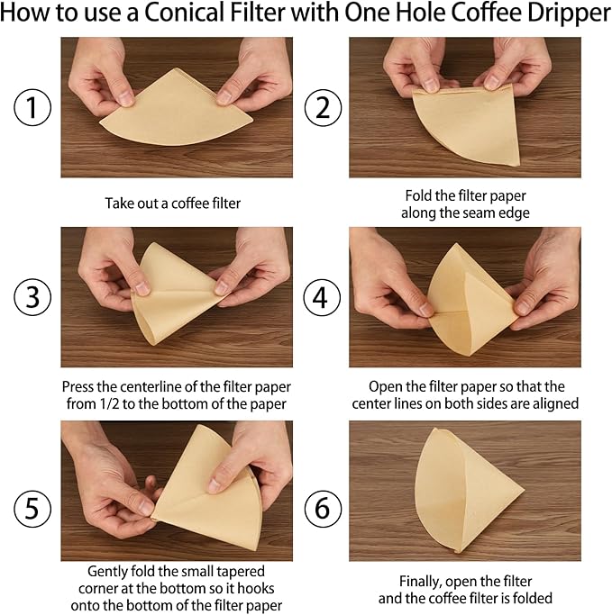 Mongdio V60 Ceramic Pour Over Coffee Dripper, Reusable Porcelain Portable Pour Over Coffee Maker, Slow Brewing Accessories with 1 Holes for Home - Size 02 White