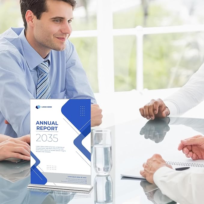 Daofary 12 Pack Acrylic Sign Holder 4 x 6, Double-Sided Stand up Table Top Sign Holders, Clear Acrylic Picture Frame Menu Flyer Paper Holder Display Stand for Office Business Store Wedding Party