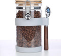 KKC Airtight Coffee Canister, Glass Coffee Bean Storage Contaienr with Silicon Scoop Holder, Non-Slip Silicon Coffee Storage Canister with Spoon for 1 lb Bean,40 Fluid-oz, Gray