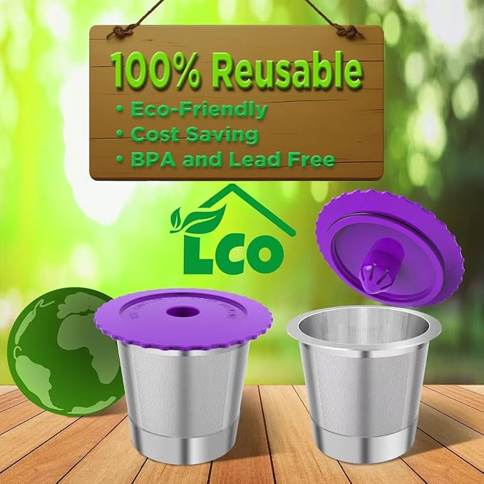 2 Pack Stianless Steel Reusable K Cups with 20 Count paper Filters, Refillable Universal Coffee Pods steel k Cups Compatible with Keurig 2.0 and 1.0 Coffee Makers(2 pack)