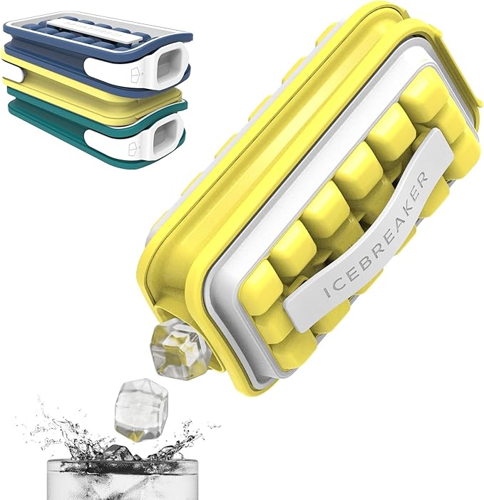 ICEBREAKER POP - 4 IN 1 - DISPENSER - MAKER - BIN - ICE PACK - Make And Serve Ice Without Ever Touching The Ice - The Sanitary Silicone Ice Tray for Freezer With Lid - Ice Cube Tray