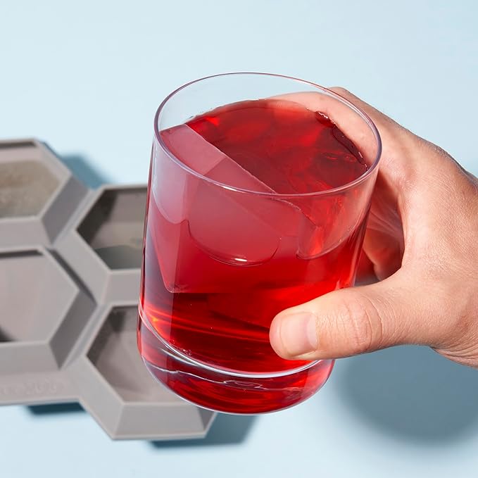 TrueZoo Jumbo Iced Out Diamond Ice Tray, Easy Release Silicone Ice Mold for Whiskey, Cocktails, Spirits, Iced Tea, Beverages, Bar Cart Accessories, Kitchen & Home Bar Gifts, Set of 1, Grey