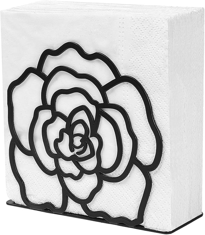 Napkin Holder for Table,Metal Napkin Holder for Kitchen Dining Farmhouse Cocktail Picnic Bar Rustic, Modern Napkins Holder for All Dining Room Decors (Flower)