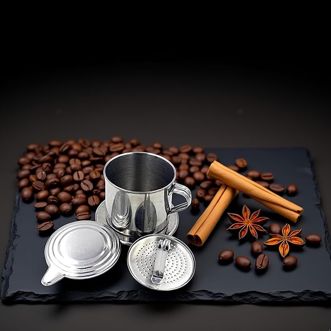 1 Set Vietnamese Coffee Filter Stainless Steel Coffee Pot Drip Infuse Cup Brewing Teapot No Need Paper Drip Coffee Pot Machine Filter Attractive processing
