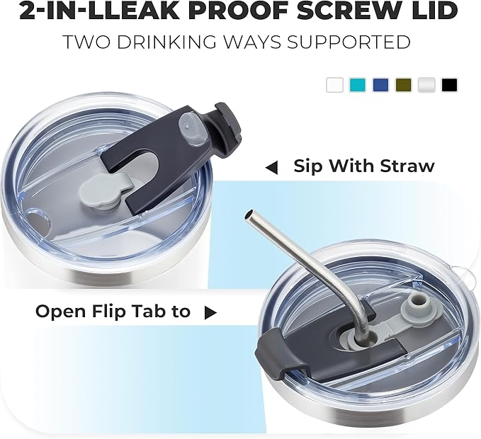 MEWAY 12 oz Lowball, Tumbler Stainless Steel Double Wall Vacuum Insulated Mug with Straw and Lid, Cleaning Brush ，Durable Powder Coated Insulated Coffee Cup for Cold & Hot Drinks (White,4 pack)