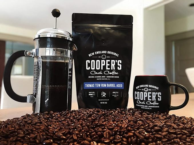 Rum Barrel Aged Coffee - Single Origin Rwanda Coffee Beans Aged in Thomas Tew RUM Barrels - 5lb Bags, Ground Coffee