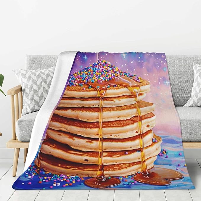 Honey Drizzle Dessert Fleece Blanket, Ultra-Soft Micro Fleece with Golden Syrup Flowing On Sweets, Lightweight & Cozy, Perfect for Foodie Decor,Sofa, Bed Or Gift, Machine-Washable 60X80 Inch