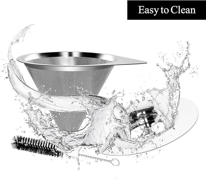 LHS Pour Over Coffee Dripper Reusable Coffee Filter Paperless Coffee Filter Stainless Steel Pour Over Coffee Maker Cone Coffee Dripper for 1-2 Cup,Argyle Pattern