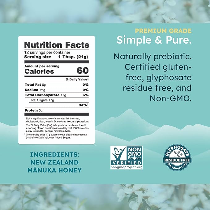 Melora Raw Manuka Honey from New Zealand | UMF 8+ | MGO 185+ | 8.8 Oz Jar | Safe for Skin Care | Edible & Healthy Sugar Alternative | Traceable from Hive to Hand Manuka Honey