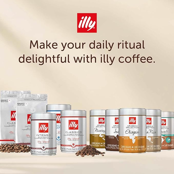 illy Arabica Selections, Ethiopia Whole Bean Coffee, 100% Arabica, Single Origin, Light Roast with Notes of Jasmine, All-Natural, No Preservatives, 8.8 Ounce Can (Pack of 6)