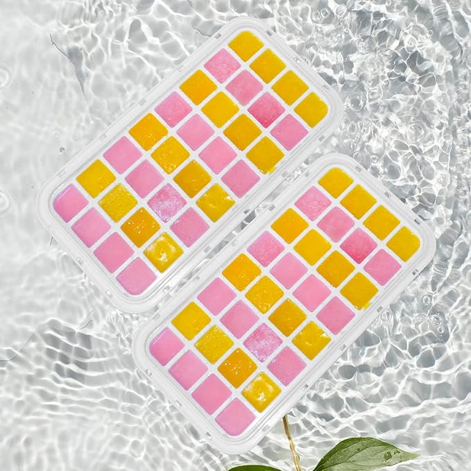 Ice Cube Trays for Freezer With Bin, Scoop, and Press Plate - 2 Tiers, Lid Included