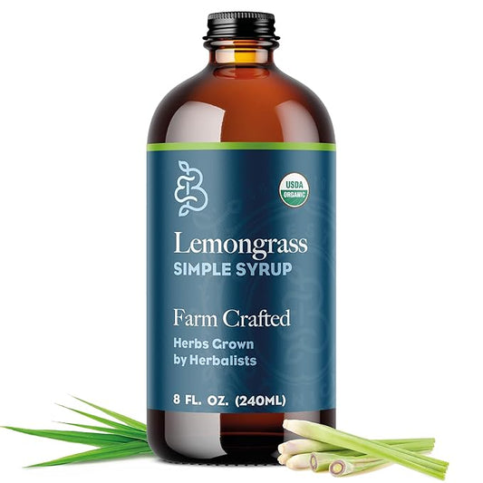 Bluestem Botanicals Organic Lemongrass Simple Syrup, 8 oz, Cocktail and Mocktail Mixer for Drinks, Non-Alcoholic