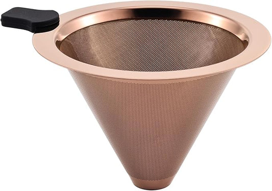 Small Size Pour Over Coffee Filter Dripper, Stainless Steel Metal Cone Drip Coffee Filter, Paperless and Permanently Reusable, Double Mesh Coffee,Tea Filter for 1-2 Cups