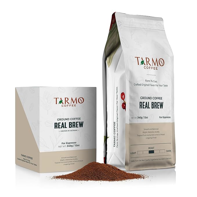 TARMO - REAL BREW | Low Acid 100% ARABICA Ground Coffee | Specialty Vietnamese Coffee | Single Origin Medium Roast | Coffee Ground 12 Oz Bag