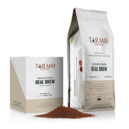 TARMO - REAL BREW | Low Acid 100% ARABICA Ground Coffee | Specialty Vietnamese Coffee | Single Origin Medium Roast | Coffee Ground 12 Oz Bag