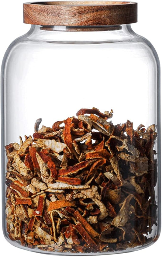 Large Glass Jars with Airtight Wooden Lid, Food Storage Glass Canister, Clear Cereal Storage Container for Flour, Sugar, Coffee Beans, Snack (67 FL OZ (2000ml))