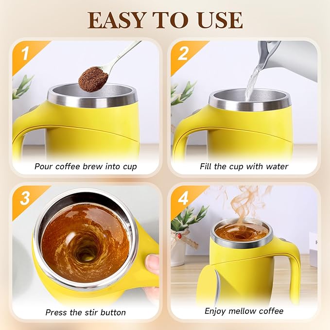 Automatic Magnetic Stirring Coffee Mug, Magnetic Stirring Cup Rotating Home Office Travel Mixing Cups,Stainless Steel Self Mixing Mug for Coffee/Milk/Tea/Hot Chocolat (Black-Battery)