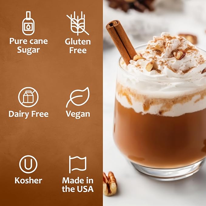 Syruvia Coffee Syrup, Pecan Pie Flavored Syrup for Drinks, Lattes, and Desserts – 25.4 fl oz,