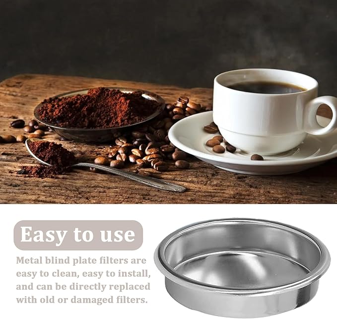 58mm Backflush Disk, Blind Portafilter Basket for Espresso Coffee Machine Maker Back Flush Insert Basket 2 Pcs