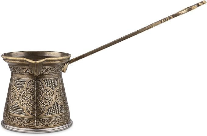 Alisveristime Authentic Turkish Coffee Pot, Handmade Cezve/Ibrik, 2.95-Inch Width, 2.95-Inch Height - 10.14 Ounce Enhance Your Coffee Experience Now! (3 Cup) (Antique Green)