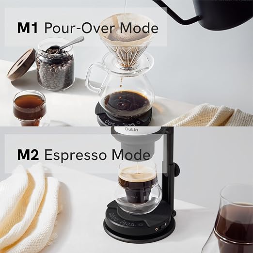 OutIn Claro Portable Coffee Scale, Espresso Scale 2kg/0.1g Accurate Measurement, Pour Over Coffee Scale Multiple Modes, Timer Function, Rechargeable, with Protective Bag