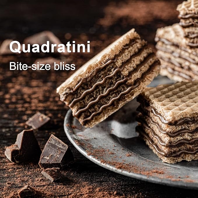 Loacker Quadratini Dark Chocolate Wafer Cookies LARGE - 30% Less Sugar - Premium Crispy Bite Size Wafers - NON-GMO - LARGE Pack of 6