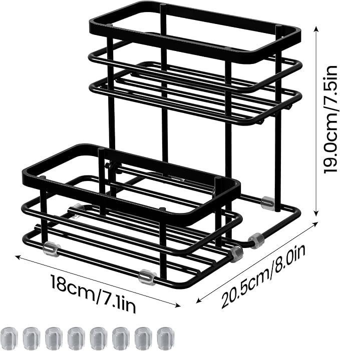Coffee Syrup Rack Organizer, Syrup Bottle Holder Stand for Coffee Bar, 2-Tier 10 Bottles Storage Shelves for Syrup, Wine, Dressing for Kitchen Countertop (10 Bottles Black)