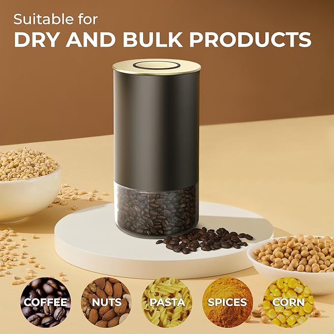 Kaffe Glass Coffee Canister (12oz) w/Airtight Lid - Click to Release Seal - BPA Free Glass & Stainless Steel - Elegant Kitchen Storage Container for Coffee, Nuts, Rice, Flour, Sugar, Tea, Cereal