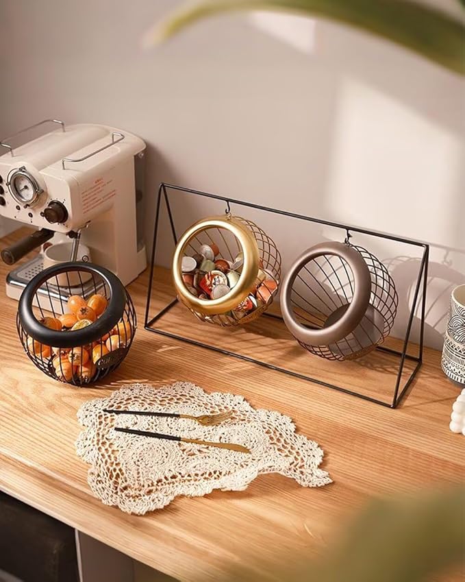 Coffee Pod Holder Large Capacity Coffee Pod Storage Metal Kitchen Countertop Organizer for Home Office Gold A