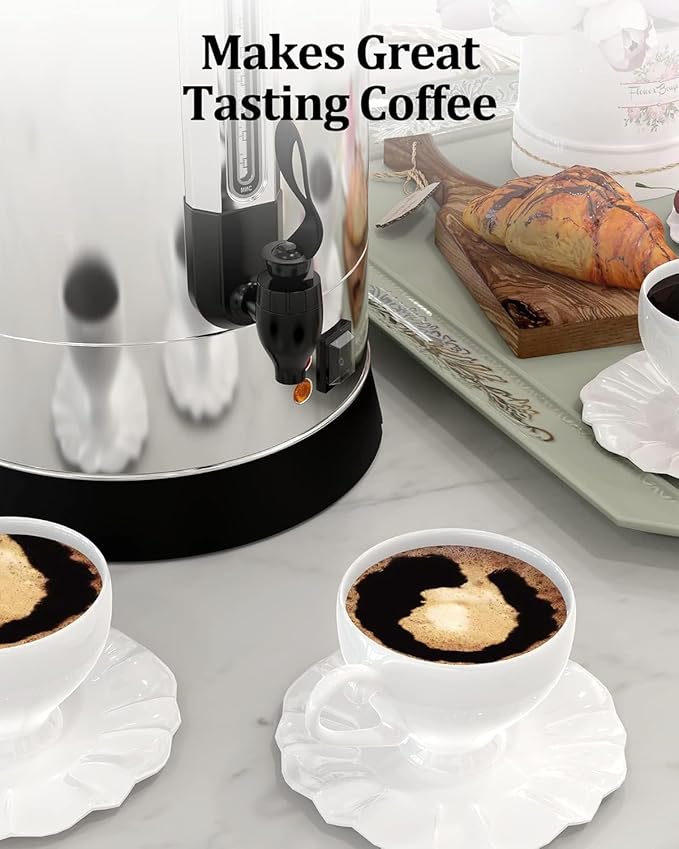 100 Cup Coffee Urn, 14L/3.7 Gal Large Capacity Stainless Steel Electric Coffee Percolator, Hot Beverage & Hot Cafe Dispenser with Fast Brew & Auto Keep-Warm, for Party Buffet Catering