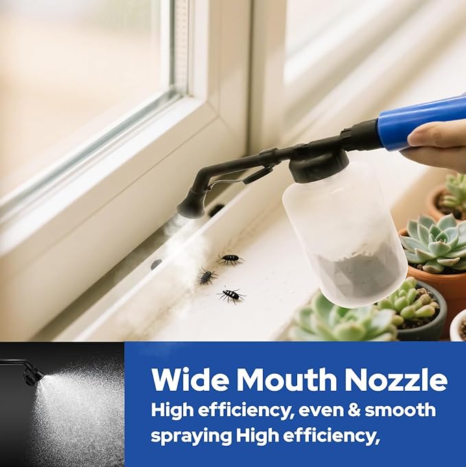 Diatomaceous Earth Powder Duster – 250ml Adjustable 17-50 Inch Powder Sprayer with Push-Pull Air Pump, Ergonomic Diatomaceous Powder Applicator Dispenser for Indoor & Outdoor Use