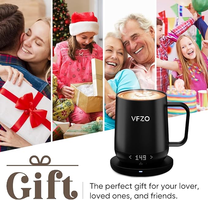 Smart Mug,Self Heating,Temperature-Controlled, Self-Heating Coffee Mug.LED Real-time Temperature Display. 180 Minutes Maximum Battery Life.Smart Coffee Cup(16oz, Black)