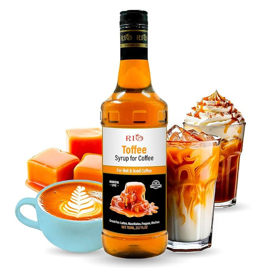 RIO Toffee Flavoring Coffee Syrup Perfect for Hot or Iced Drinks and Desserts, Rich and Buttery, Sweetened with Pure Cane Sugar, Barista-Grade  Flavor Syrups For Coffee Drinks at Home & Work - 700ml