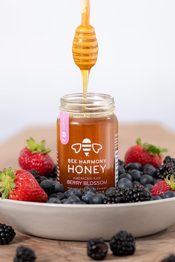 Bee Harmony Berry Blossom American Raw Honey, 12 OZ Each, Pack of 2