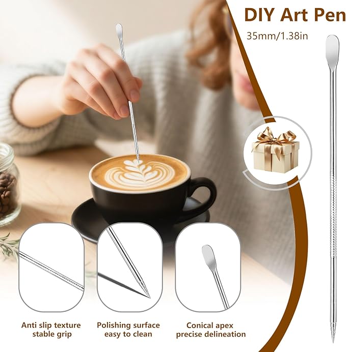 18oz Milk Frothing Pitcher with Latte Art Pen-Stainless Steel Steaming Jug for Espresso, Cappuccino & Coffee-Heat-Resistant, Dripless Spout, Measurement Scale, Dishwasher Safe (550ml/18oz)