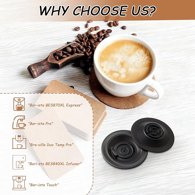 3 Pack Espresso Backflush Cleaning Disc for Brevilles Machine - 54mm Professional Silicone Blind Filter, Espresso Machine Cleaner Disc for Brevilles Machines BES870XL BES878BSS BES880 BES840XL & More