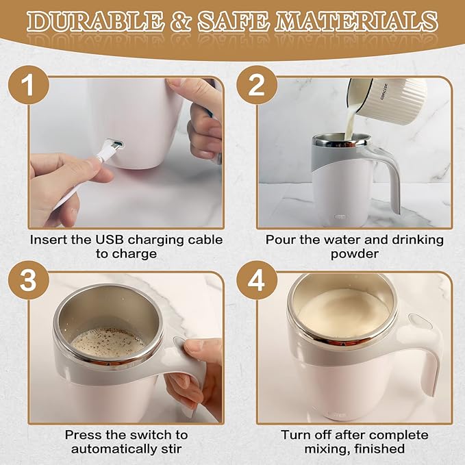 Self Stirring Mug,Rechargeable automatic magnetic Self stirring coffee mug,Rotating Home Office Travel Mixing Cup,To Stir Coffee, Chocolate, Milk, Protein,Cocoa Etc, Great For Office, School, Gym…