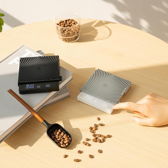 TIMEMORE Basic Mini Coffee Scale, Multifunction Electronic Espresso Scale, Weigh Digital Drip Cone Scale with Timer, Ultra Thin and LightMini Digital Food Kitchen Scale for Baking, Cooking - White