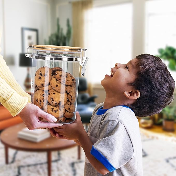 Yangbaga Coffee Container for Ground Coffee,2×58OZ Storage Containers with Shelf & Scoop,Plastics Airtight Coffee Canisters for Ground Coffee Bean,Food Storage Jars for Kitchen,Nuts,Tea,Sugar