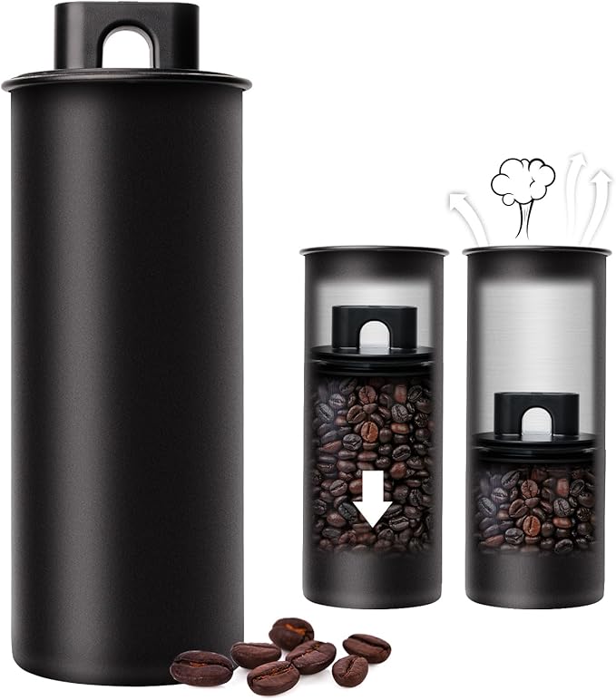 Vacuum Coffee Canister, 67oz Air Seal for Coffee Bean Storage, Stainless Steel Food Storage Container, Preserves Freshness Longer, Airtight Coffee Storage for Grounds & Whole Beans