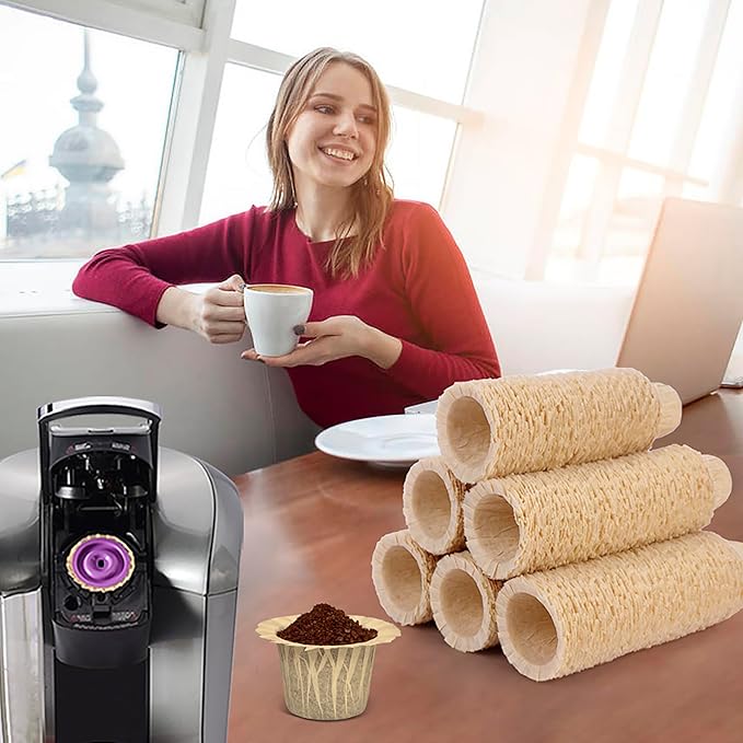 100 Count Natural Paper Filters Compatible with Keurig Single Serve 1.0 and 2.0, Fits All Brands Reusable K Cup Coffee Pods