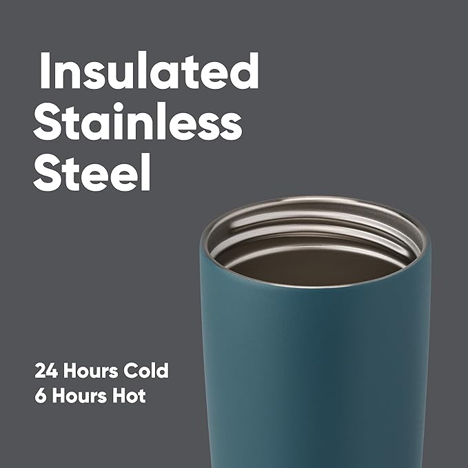 Owala SmoothSip Slider Insulated Stainless Steel Coffee Tumbler, Reusable Iced Coffee Cup, Hot Coffee Travel Mug, BPA Free 20 oz, Grey/Blue (High Dive) (Pack of 8)