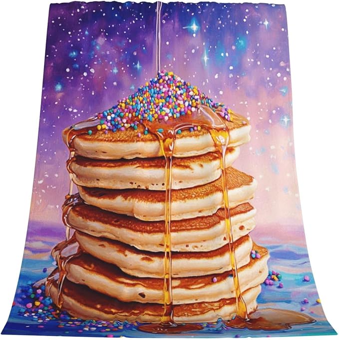 Honey Drizzle Dessert Fleece Blanket, Ultra-Soft Micro Fleece with Golden Syrup Flowing On Sweets, Lightweight & Cozy, Perfect for Foodie Decor,Sofa, Bed Or Gift, Machine-Washable 60X80 Inch
