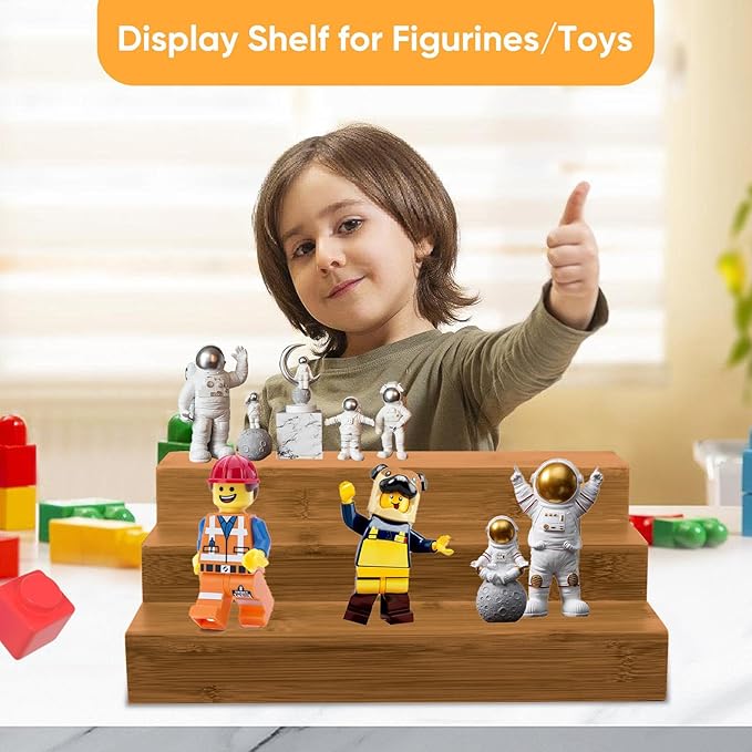 Bamboo Spice Rack Organizer for Cabinet 3 Tier Countertop Step Spice Shelf for Kitchen Storage and Organizer (Brown - 2 Pack)