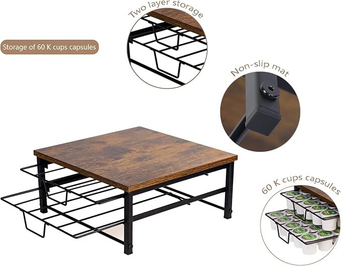 2 Tier Coffee Pod Drawer,60 Capacity Coffee Capsule Storage Organizer Holder For K Cups,Home Kitchen Counter Organizer