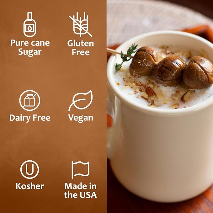 Syruvia Coffee Syrup, Chestnut Praline Flavored Syrup for Drinks, Lattes, and Desserts – 25.4 fl oz, With Pump