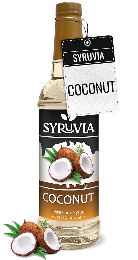 Syruvia Coffee Syrup, Coconut Flavored Syrup for Drinks, Lattes, and Desserts – 25.4 fl oz