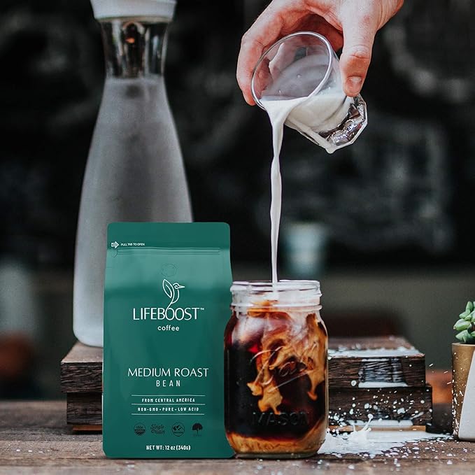 Lifeboost 3 Pack Medium Roast Whole Bean Coffee - Non-GMO Low Acid Single Origin USDA Organic Coffee - Third Party Tested For Mycotoxins & Pesticides - 12 Ounces