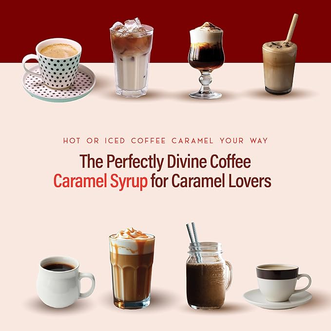 RIO Caramel Syrup for Coffee, Perfect for Hot or Iced Drinks, Rich, Sweet & Buttery Caramel Coffee Syrup Flavoring for Lattes, Macchiato and Desserts, Barista-Grade  Flavor Syrups For Drinks at Home & Work - 700ml